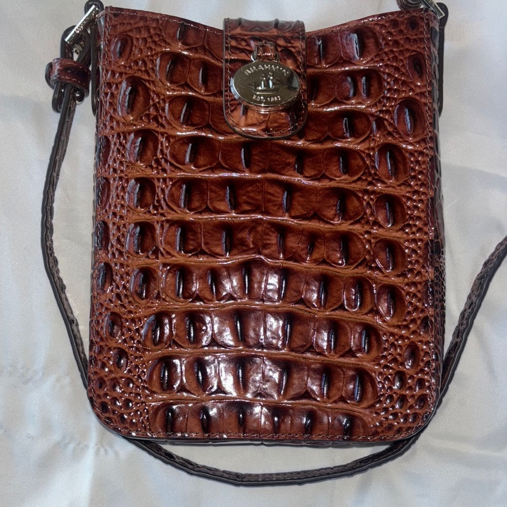 Brahmin Brown Crocodile Leather Crossbody Bag